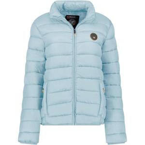 Geographical Norway ATIKAMAP Femme – Doudoune Légère Matelassée Mi-Saison – Blouson Chaud Daily Wear – Veste Outdoor Coupe-Vent avec Capuche Amovible – Style Urbain Automne Hiver(Bleu Glacier)