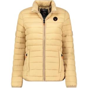 Geographical Norway ATIKAMAP Femme – Doudoune Légère Matelassée Mi-Saison – Blouson Chaud Daily Wear – Veste Outdoor Coupe-Vent avec Capuche Amovible – Style Urbain Automne Hiver(Beige)