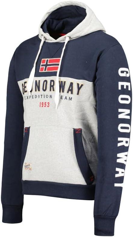 imageGeographical Norway Ferato Men Sweat A Capuche Poches Homme Sweatshirt Pull Logo Manches Longues Chaud Hoodie Hommes Saison Printemps Ete Automne Hiver Gris Clair L