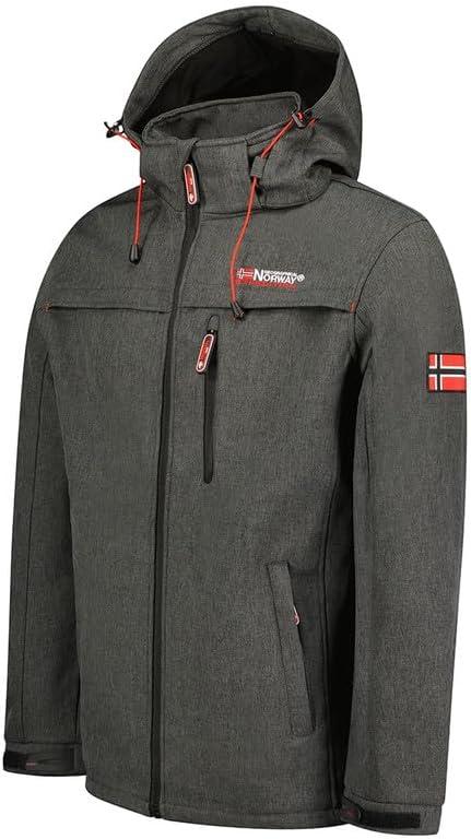 imageGeographical Norway Tarmak Men Veste Softshell Homme Impermeable Capuche Manteau Outdoor Blouson Coupe Vent Tactique Resistant Randonnee Ski Automne Hiver PrintempsGris Fonce