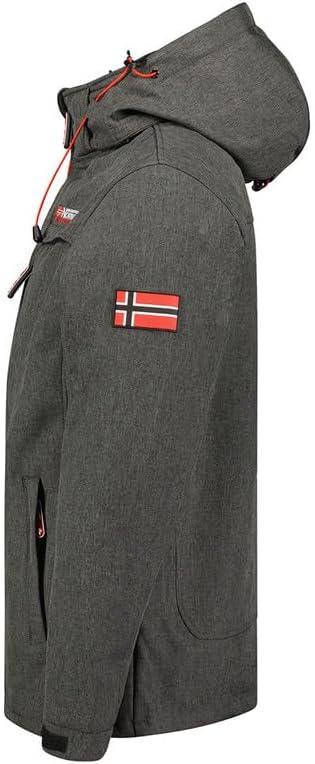imageGeographical Norway Tarmak Men Veste Softshell Homme Impermeable Capuche Manteau Outdoor Blouson Coupe Vent Tactique Resistant Randonnee Ski Automne Hiver PrintempsGris Fonce
