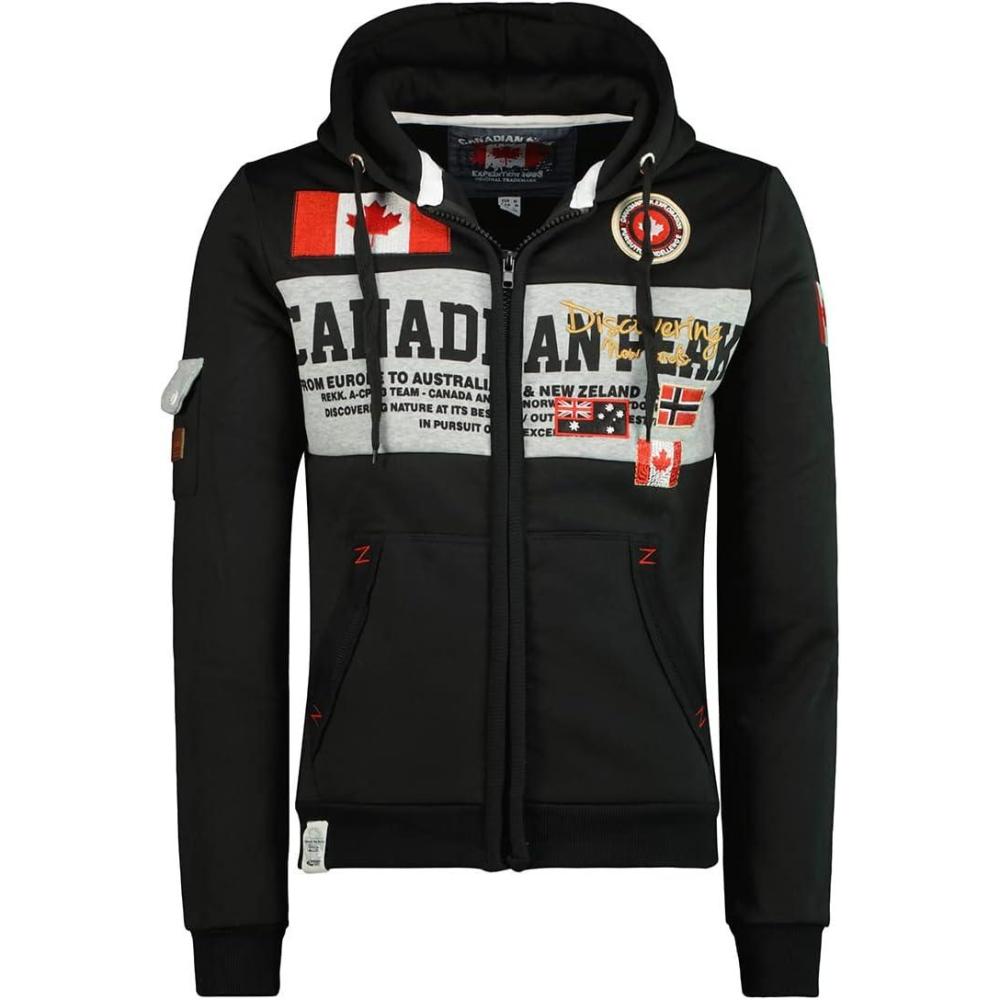 imageCanadian Peak Fipeak Men Sweat capuche avec poches Sweat capuche pour homme Avec logo Manches longues Saison Automne Hiver Printemps tNoir