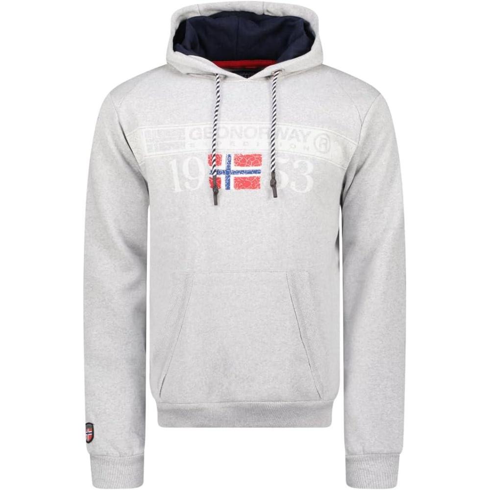 imageGeographical Norway Fastlife Men Sweat Capuche Poche Kangourou Homme Sweatshirt Logo Pull Hood Hoody Chaud Manches Longues Hommes Printemps Ete Automne HiverGris Clair