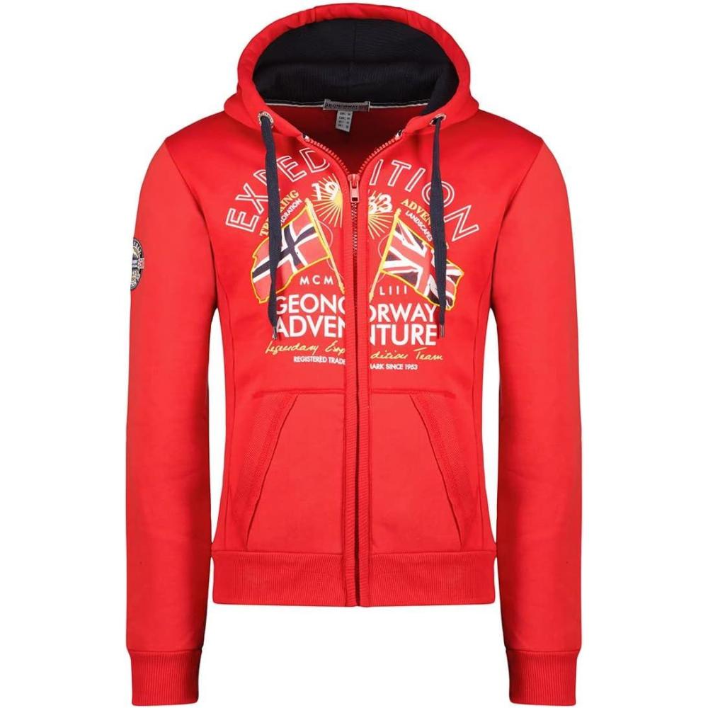 imageGeographical Norway Flepto Men Sweat Capuche Et Poche Kangourou pour Homme Sweats Shirts Logo pour Homme Sweat Shirt Hoody Manches LonguesRouge
