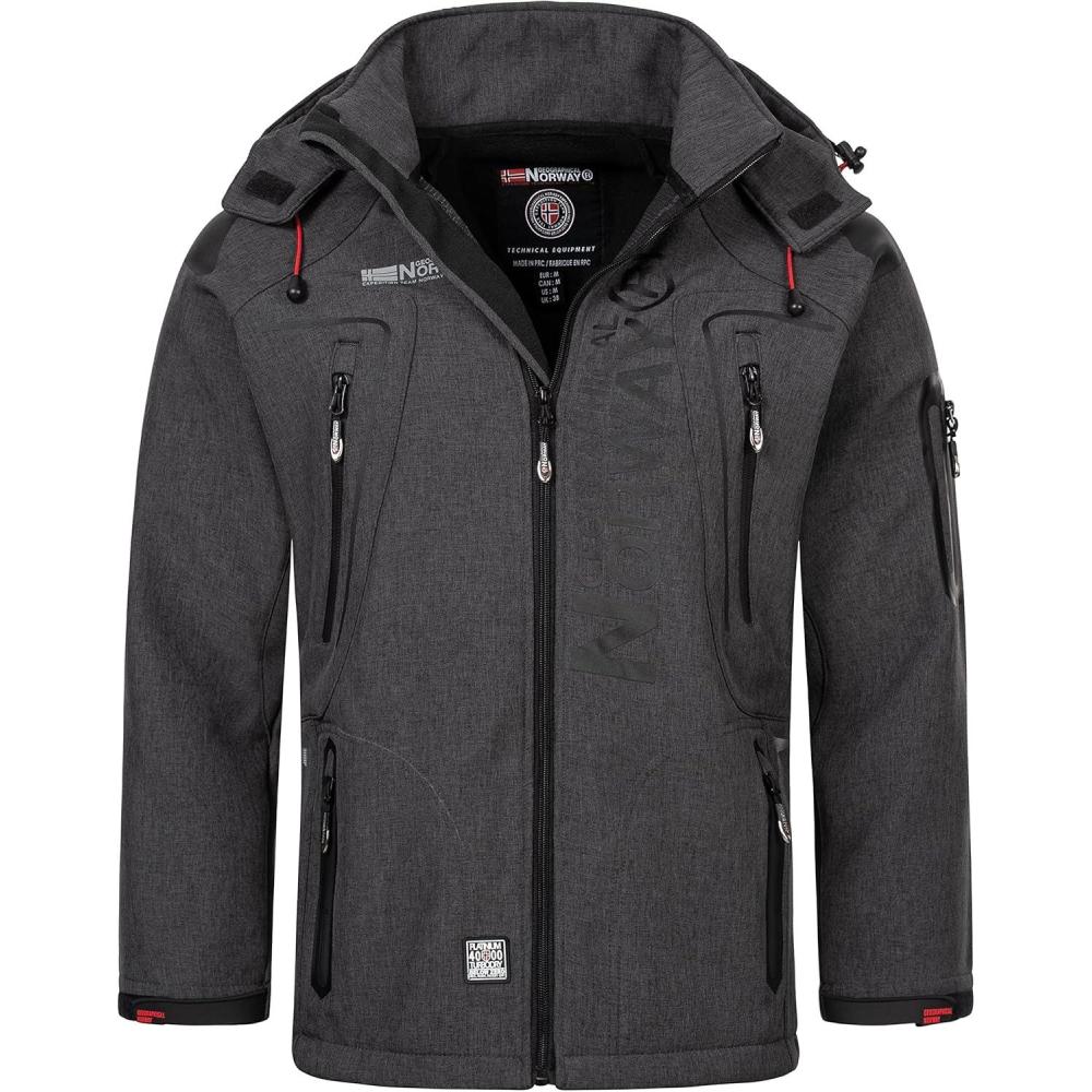 imageGeographical Norway Hommes Softshell Fonctions Veste DExtrieur Impermable Im Bundle avec Urbandreamz BonnetBlended Black TN