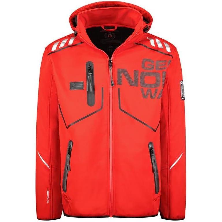 imageGeographical Norway Robin Men Veste Softshell Capuche Homme Impermeable Manteau Outdoor Blouson Coupe Vent Tactique Resistant Randonnee Ski Automne Hiver PrintempsRouge