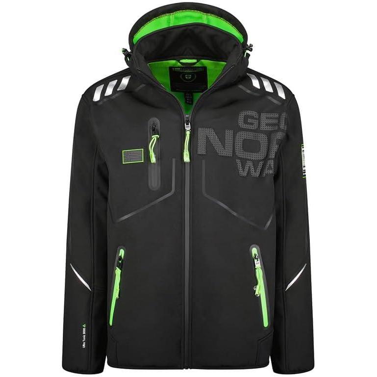imageGeographical Norway Robin Men Veste Softshell Capuche Homme Impermeable Manteau Outdoor Blouson Coupe Vent Tactique Resistant Randonnee Ski Automne Hiver PrintempsNoir