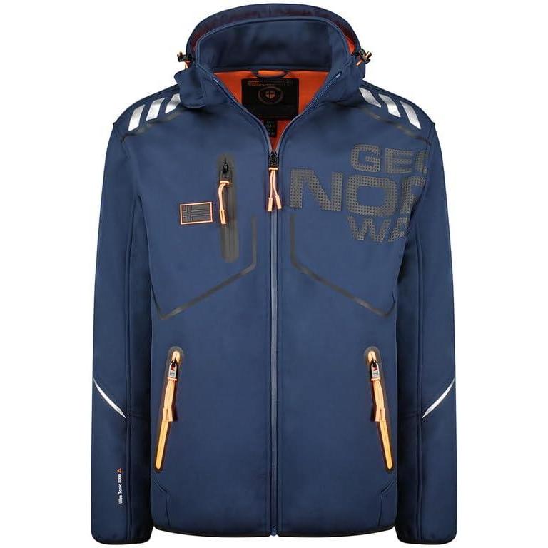 imageGeographical Norway Robin Men Veste Softshell Capuche Homme Impermeable Manteau Outdoor Blouson Coupe Vent Tactique Resistant Randonnee Ski Automne Hiver PrintempsBleu Marine