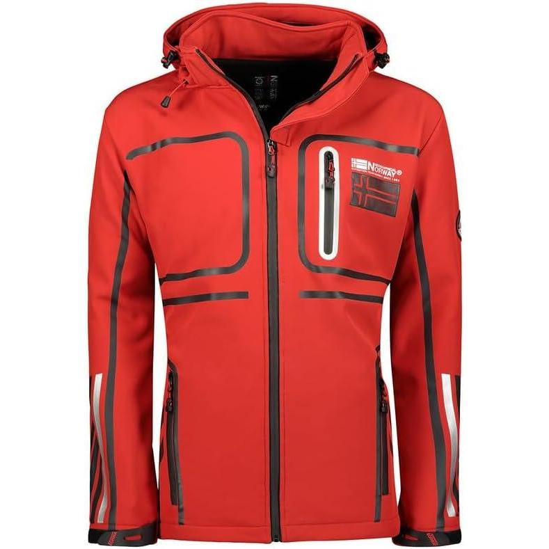 imageGeographical Norway Romano Men Veste Softshell Homme Impermeable Capuche Manteau Outdoor Blouson Coupe Vent Tactique Resistant Randonnee Ski Automne Hiver PrintempsRouge