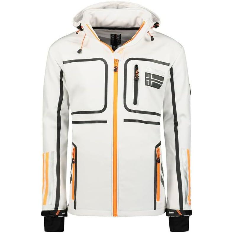 imageGeographical Norway Romano Men Veste Softshell Homme Impermeable Capuche Manteau Outdoor Blouson Coupe Vent Tactique Resistant Randonnee Ski Automne Hiver PrintempsBlanc
