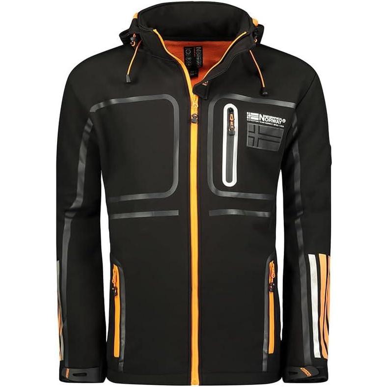 imageGeographical Norway Romano Men Veste Softshell Homme Impermeable Capuche Manteau Outdoor Blouson Coupe Vent Tactique Resistant Randonnee Ski Automne Hiver PrintempsNoir