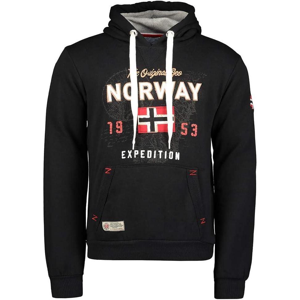 imageGEO NORWAY Guitre Men Sweat Capuche Et Poche Kangourou pour Homme Sweats Shirts Hood Logo Homme Sweat Shirt Hoody Chaud Manches Longues Hoodie Sport Casual RegulierNoir