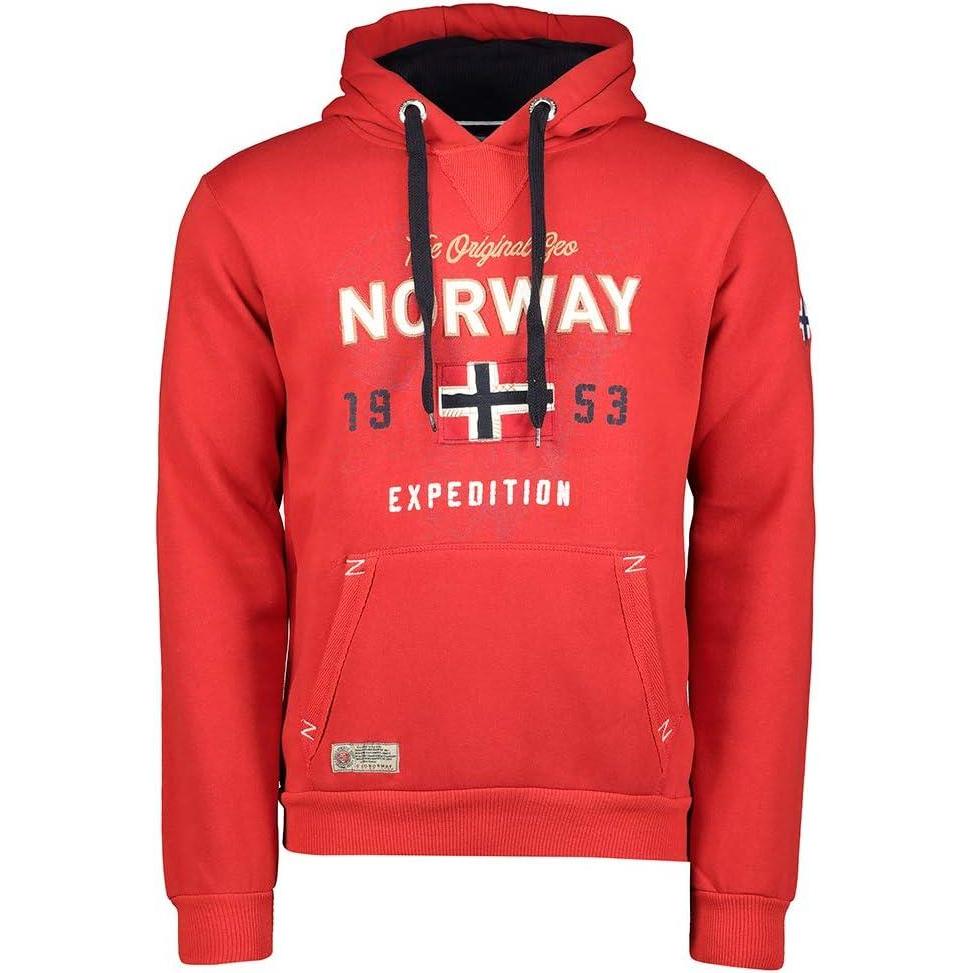 imageGEO NORWAY Guitre Men Sweat Capuche Et Poche Kangourou pour Homme Sweats Shirts Hood Logo Homme Sweat Shirt Hoody Chaud Manches Longues Hoodie Sport Casual RegulierRouge
