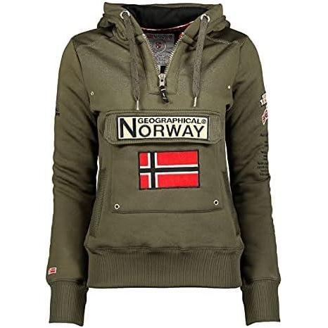imageGeographical Norway Gymclass Lady Sweat Femme Zip Capuche Poches Sweatshirt Manches Longues Chaud Hoodie Veste Pull Femmes Saison Printemps Ete Automne HiverKaki