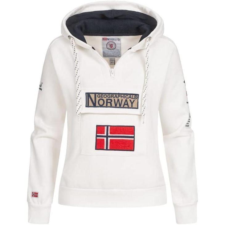imageGeographical Norway Gymclass Lady Sweat Femme Zip Capuche Poches Sweatshirt Manches Longues Chaud Hoodie Veste Pull Femmes Saison Printemps Ete Automne HiverBlanc
