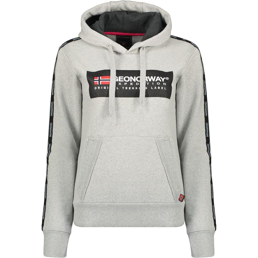 imageGeographical Norway Gathlete Lady Sweat Femme Capuche Poches Kangourou Sweatshirt Femmes Pull Casual Manches Longues ChaudGrisclair