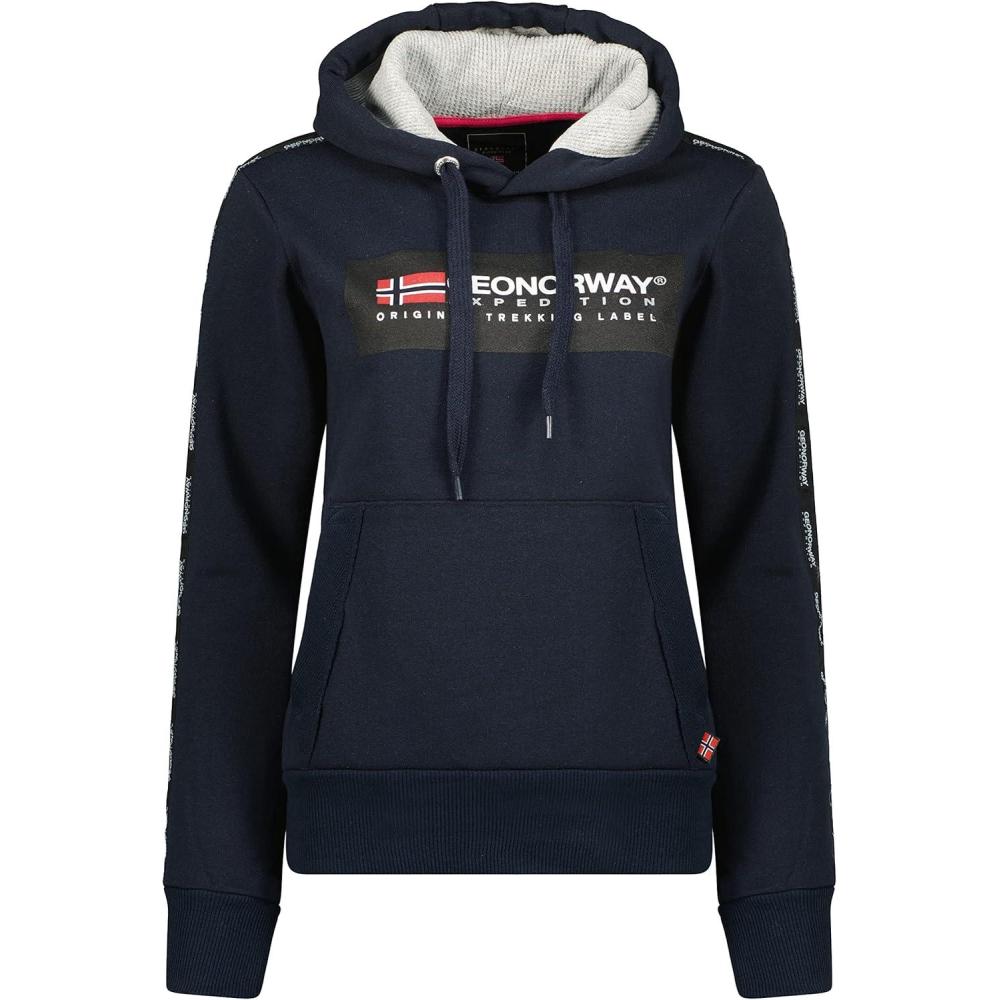 imageGeographical Norway Gathlete Lady Sweat Femme Capuche Poches Kangourou Sweatshirt Femmes Pull Casual Manches Longues ChaudMarine