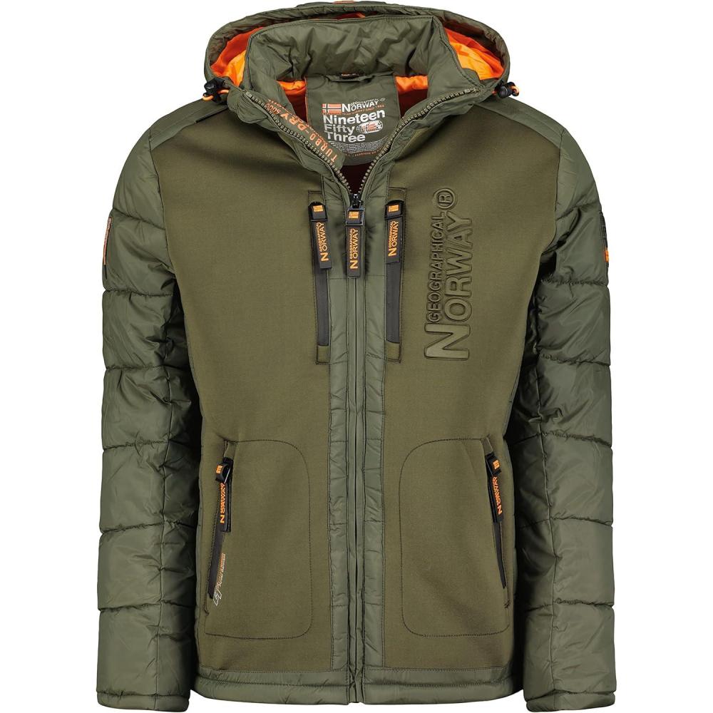image:imageGeographical Norway Beachwood Men Parka Longue Chaude Homme Automne Hiver Manteau Impermeable Deperlant Veste Capuche Fourrure Outdoor Blouson Coupe Vent HommesKAKI ORANGE