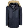 Geographical Norway Abiosaure Men Distribrands – Veste Chaude Homme Impermeable – Manteau Epais Capuche Fourrure Outdoor – Blouson Coupe Vent Hiver Doublure Exterieur(Marine)