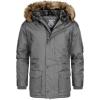Geographical Norway Abiosaure Men Distribrands – Veste Chaude Homme Impermeable – Manteau Epais Capuche Fourrure Outdoor – Blouson Coupe Vent Hiver Doublure Exterieur(Gris_fonce)
