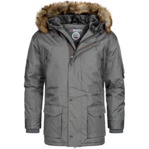 Geographical Norway Abiosaure Men Distribrands – Veste Chaude Homme Impermeable – Manteau Epais Capuche Fourrure Outdoor – Blouson Coupe Vent Hiver Doublure Exterieur(Gris_fonce)
