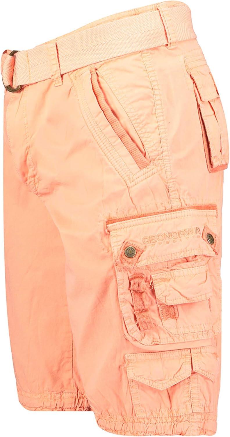image:imageGEO NORWAY PARADIZE Men Bermuda Homme Casual Coton Short Hommes Sport Cargo Bermudas Respirant Decontract Chino Shorts Court A Ceinture Coupe Normale Confortable Saumon L