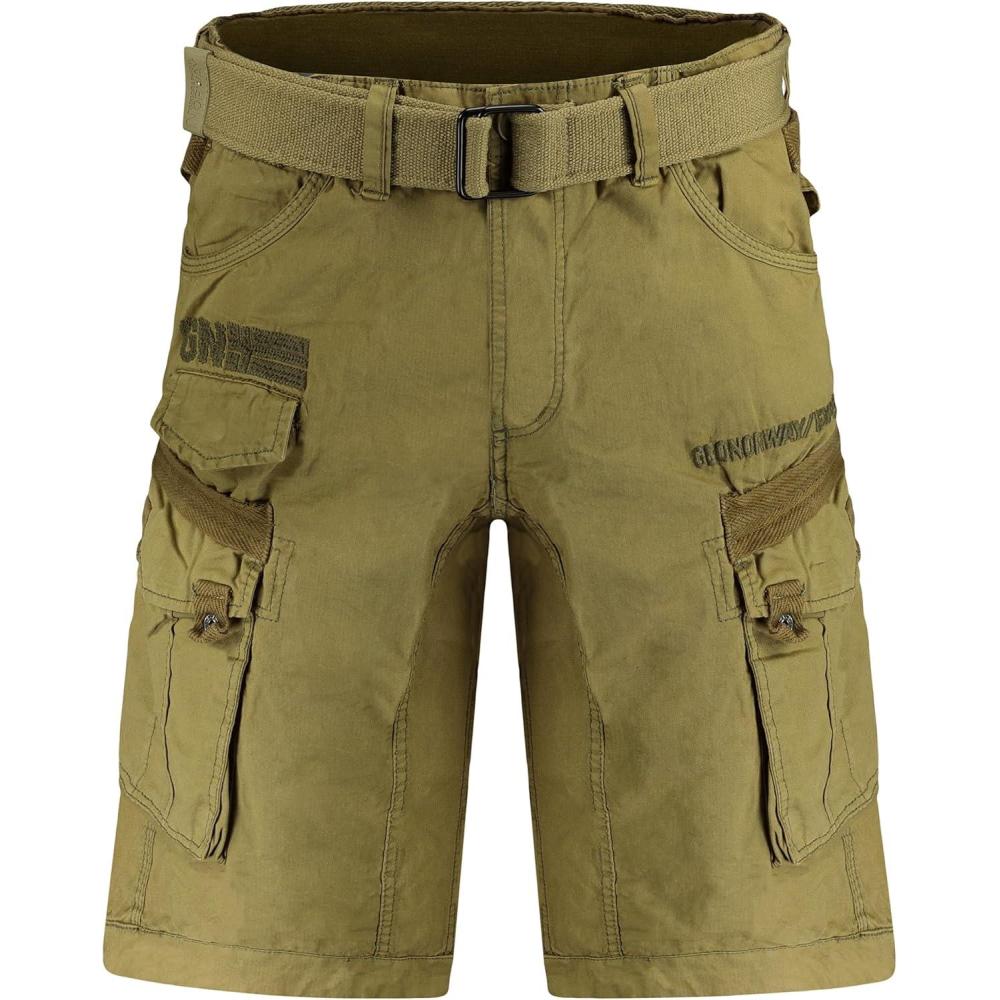 image:imageGEO NORWAY PANORAMIQUE Men Bermuda Homme Casual Coton Short Hommes Sport Cargo Bermudas Respirant Decontract Chino Shorts Court A Ceinture Coupe Normale Confortable Mastic XL