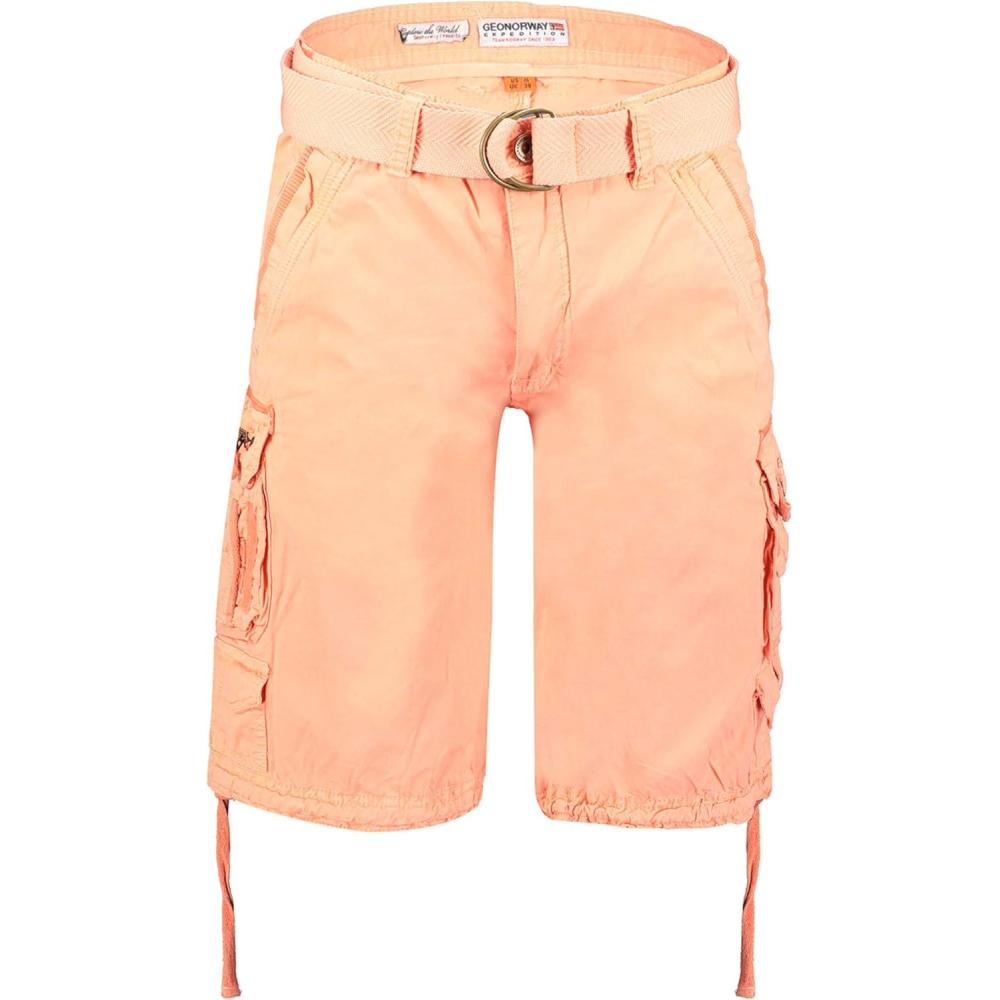 image:imageGEO NORWAY PARADIZE Men Bermuda Homme Casual Coton Short Hommes Sport Cargo Bermudas Respirant Decontract Chino Shorts Court A Ceinture Coupe Normale Confortable Saumon L