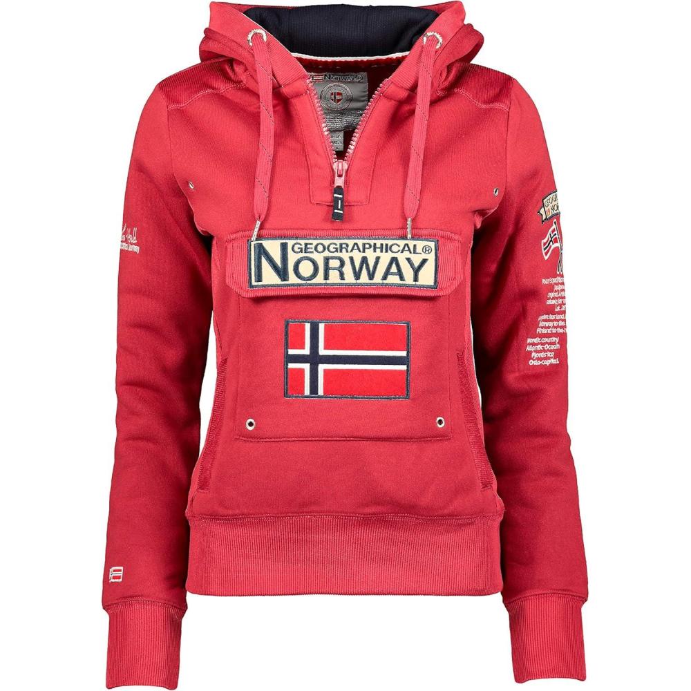 image:imageGeographical Norway GYMCLASS Lady Sweat Femme Capuche Poches Kangourou Sweatshirt Femmes Manche Pull Casual Manches Longues Chaud Hoodie Veste Tops SportGranat