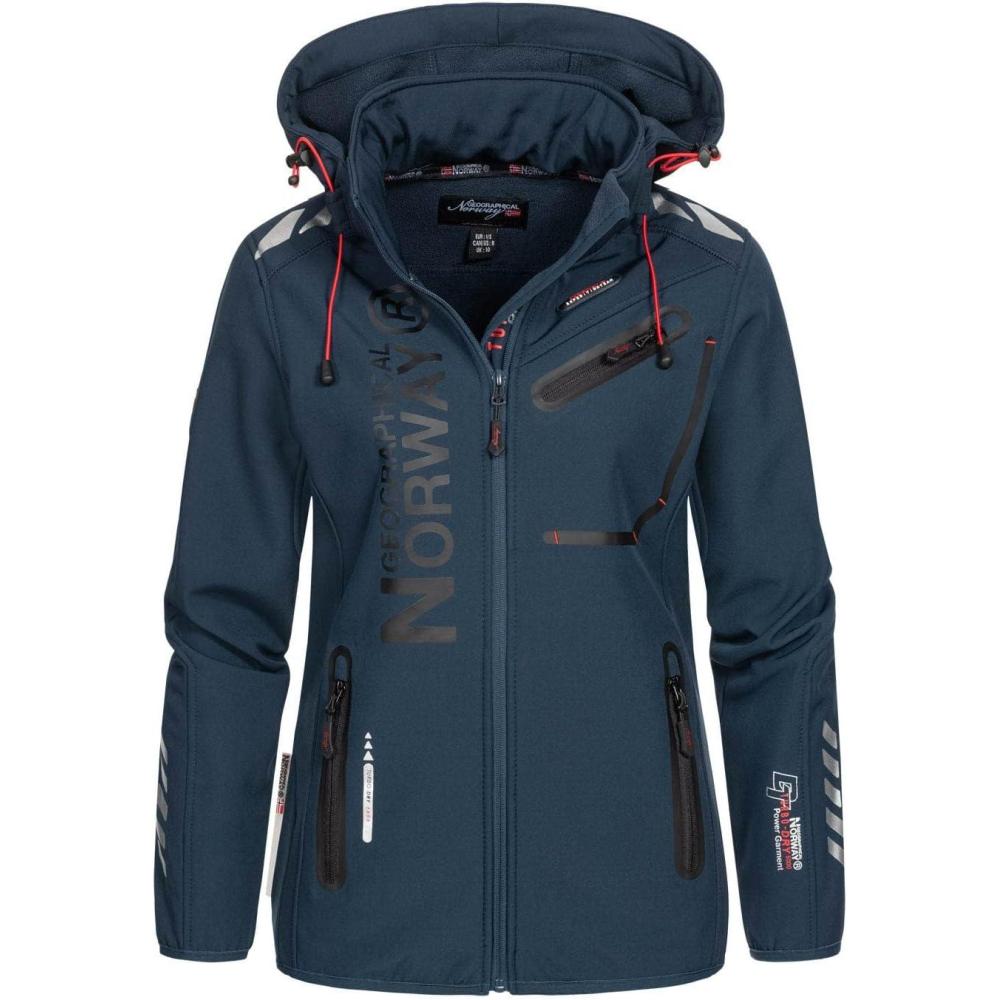image:imageGeographical Norway Reine Lady Veste Manteau Softshell Femme Capuche Impermeable Blouson Coupe Vent Resistant Doudoune Polaire Randonnee Ski Automne Hiver PrintempsMarine Marine