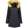 Geographical Norway Adelaide Lady – Parka Longue Epaisse Chaude Femme Automne Hiver – Manteau Fin Capuche Fausse Fourure – Blouson Coupe Vent – Doudoune Elegante Femmes(Marine)