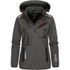 Geographical Norway Reine Lady – Veste Manteau Softshell Femme Capuche Impermeable – Blouson Coupe Vent Resistant – Doudoune Polaire Randonnee Ski Automne Hiver Printemps(Gris Fonce Noir)