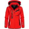 Geographical Norway Reine Lady – Veste Manteau Softshell Femme Capuche Impermeable – Blouson Coupe Vent Resistant – Doudoune Polaire Randonnee Ski Automne Hiver Printemps(Rouge Noir)