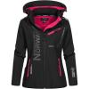 Geographical Norway Reine Lady – Veste Manteau Softshell Femme Capuche Impermeable – Blouson Coupe Vent Resistant – Doudoune Polaire Randonnee Ski Automne Hiver Printemps(Noir Rose)