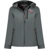Geographical Norway Tacer Lady – Veste Femme Softshell Capuche Impermeable – Manteau Polaire Blouson Coupe Vent Resistant Travail – Vetement Randonnee Ski Automne Hiver Printemps(Gris Fonce)