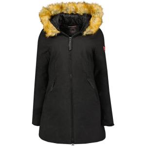 Geographical Norway Adelaide Lady – Parka Longue Epaisse Chaude Femme Automne Hiver – Manteau Fin Capuche Fausse Fourure – Blouson Coupe Vent – Doudoune Elegante Femmes(Noir)