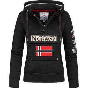 Geographical Norway GYMCLASS Lady – Sweat Femme Capuche Poches Kangourou – Sweatshirt Femmes Manche Pull Casual Manches Longues Chaud – Hoodie Veste Tops Sport(Noir)