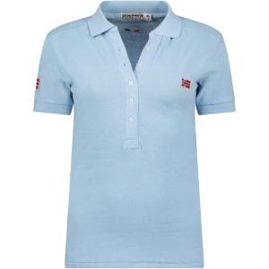 Geographical Norway Kelly Lady – Polo Coton Femme Col – Coupe Reguliere Manche Courte – T-Shirt Fit Respirant Classique Femme(Bleu _Ciel)