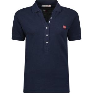 Geographical Norway Kelly Lady – Polo Coton Femme Col – Coupe Reguliere Manche Courte – T-Shirt Fit Respirant Classique Femme(Marine)