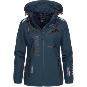 Geographical Norway Reine Lady – Veste Manteau Softshell Femme Capuche Impermeable – Blouson Coupe Vent Resistant – Doudoune Polaire Randonnee Ski Automne Hiver Printemps(Marine Marine)