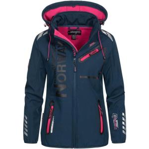 Geographical Norway Reine Lady – Veste Manteau Softshell Femme Capuche Impermeable – Blouson Coupe Vent Resistant – Doudoune Polaire Randonnee Ski Automne Hiver Printemps(Marine Rose)