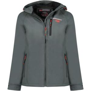 Geographical Norway Tacer Lady – Veste Femme Softshell Capuche Impermeable – Manteau Polaire Blouson Coupe Vent Resistant Travail – Vetement Randonnee Ski Automne Hiver Printemps(Gris Fonce)