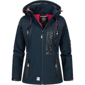 Geographical Norway Tisland Lady Distribrands – Veste Softshell Femme Impermeable – Blouson A Capuche Coupe Vent Resistant Hiver – Activites En Exterieur Randonnée(Marine / Rose)