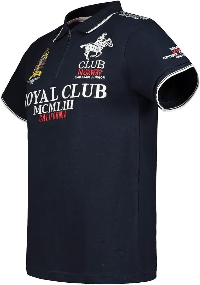 image:imageGeographical Norway KERATINE Men Polo Homme Imprim Classique Coton Manches Courtes Dcontract Col Zipp Casual Shirt Tops Regular Fit Style ClassicMarine