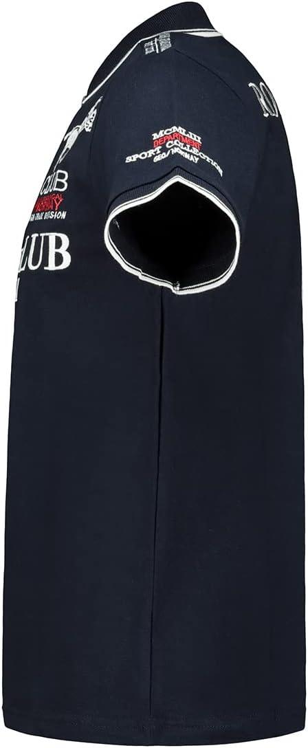 image:imageGeographical Norway KERATINE Men Polo Homme Imprim Classique Coton Manches Courtes Dcontract Col Zipp Casual Shirt Tops Regular Fit Style ClassicMarine
