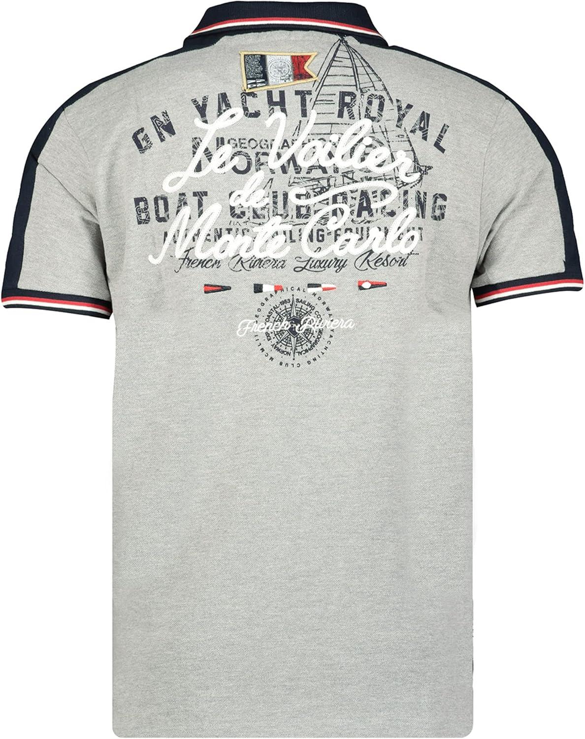 image:imageGeographical Norway Kalvin Men Polo Homme Imprim Classique Coton Manches Courtes Dcontract Col Bouton Casual Shirt Tops Regular Fit Style ClassicGris Mlang