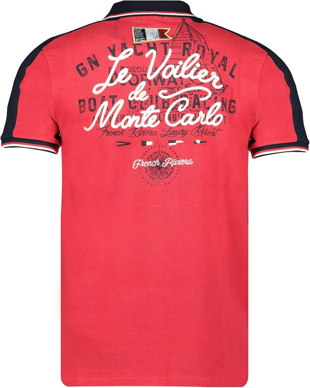 image:imageGeographical Norway Kalvin Men Polo Homme Imprim Classique Coton Manches Courtes Dcontract Col Bouton Casual Shirt Tops Regular Fit Style ClassicRouge