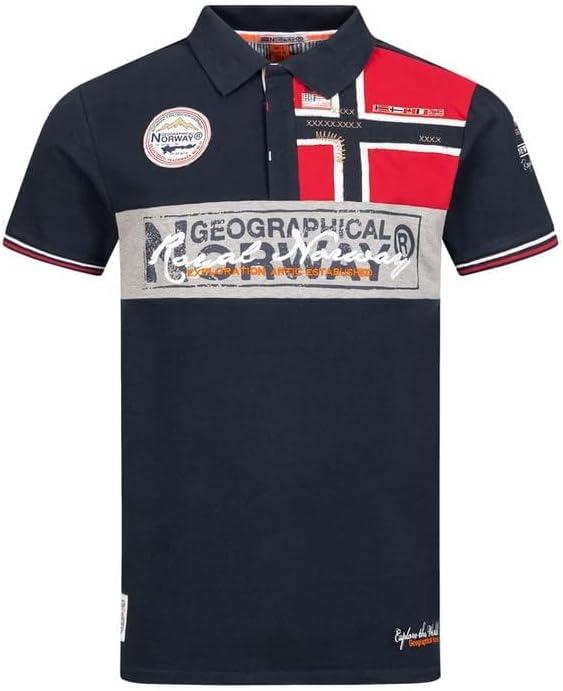image:imageGeographical Norway Kidney Men Polo Homme Imprim Classique Coton Manches Courtes Dcontract Col Bouton Casual Shirt Tops Regular Fit Style ClassicMarine