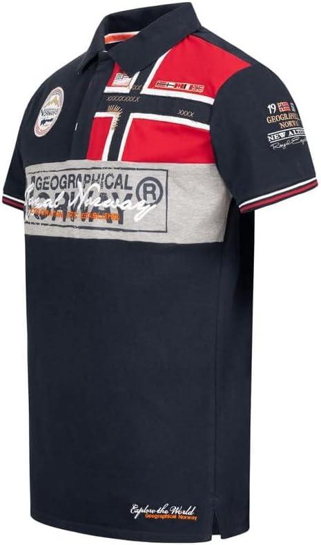 image:imageGeographical Norway Kidney Men Polo Homme Imprim Classique Coton Manches Courtes Dcontract Col Bouton Casual Shirt Tops Regular Fit Style ClassicMarine
