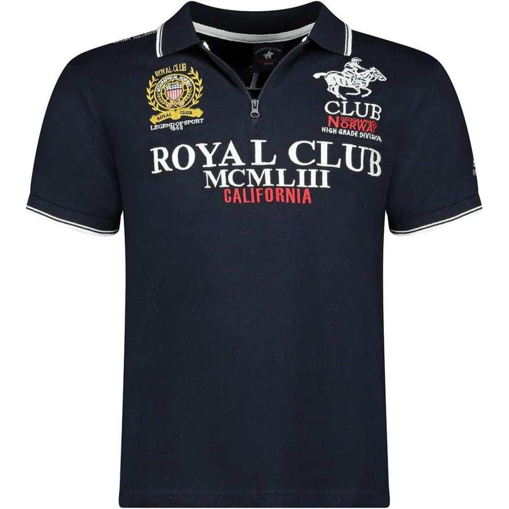 image:imageGeographical Norway KERATINE Men Polo Homme Imprim Classique Coton Manches Courtes Dcontract Col Zipp Casual Shirt Tops Regular Fit Style ClassicMarine